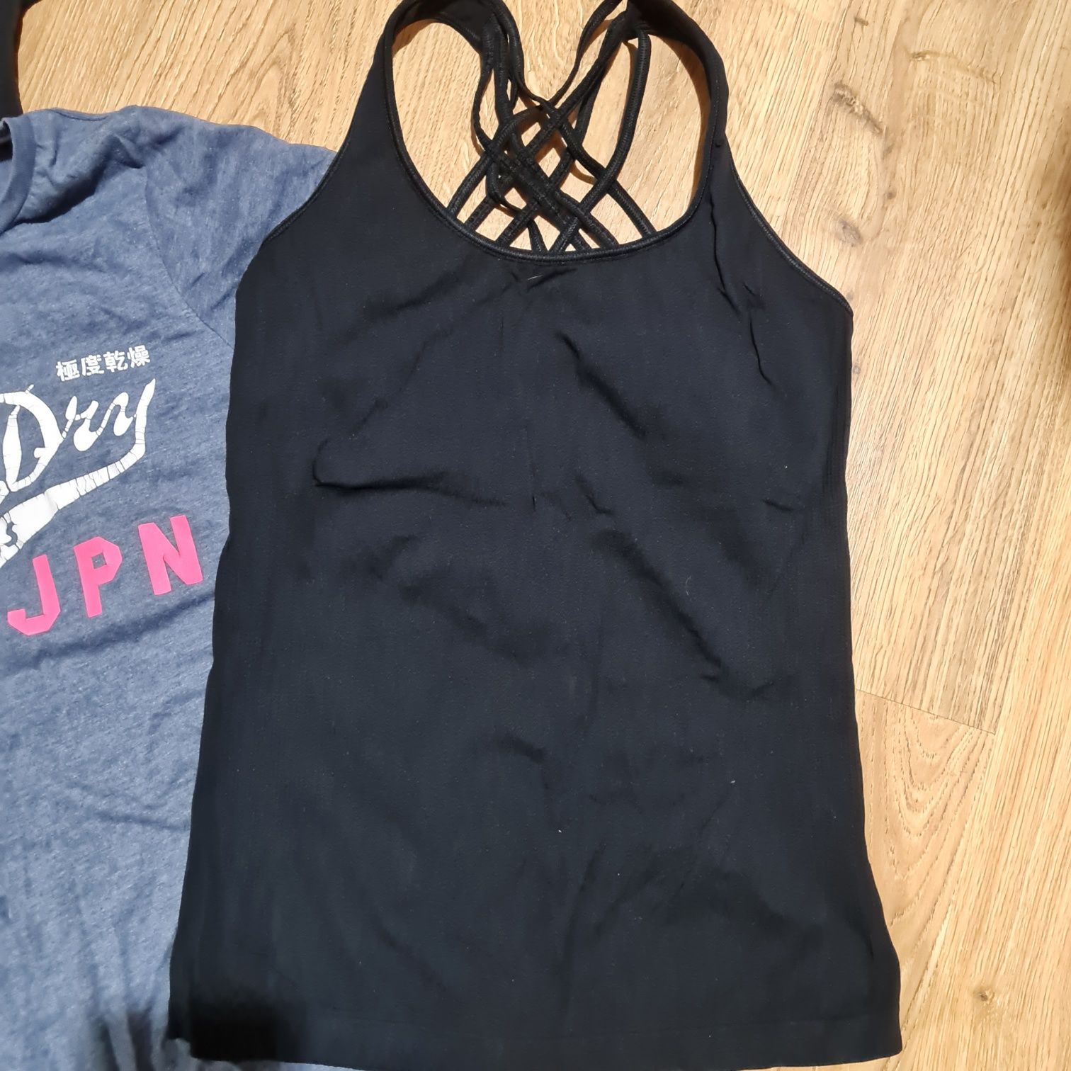 Superdry H&M zestaw bluzka t-shirt sportowa koszulka o hiszpanka czarn