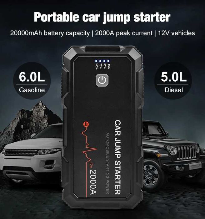 Booster Arranque Baterias 12V  2000A Power Bank USB/20.000mAh (NOVO)