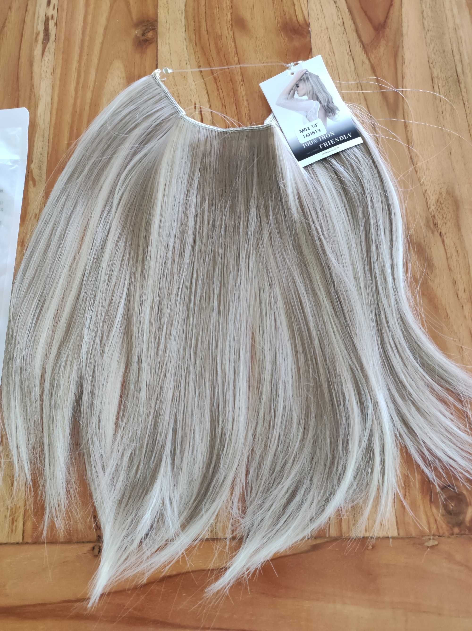 Doczepiane na gumce włosy blond 30 cm.