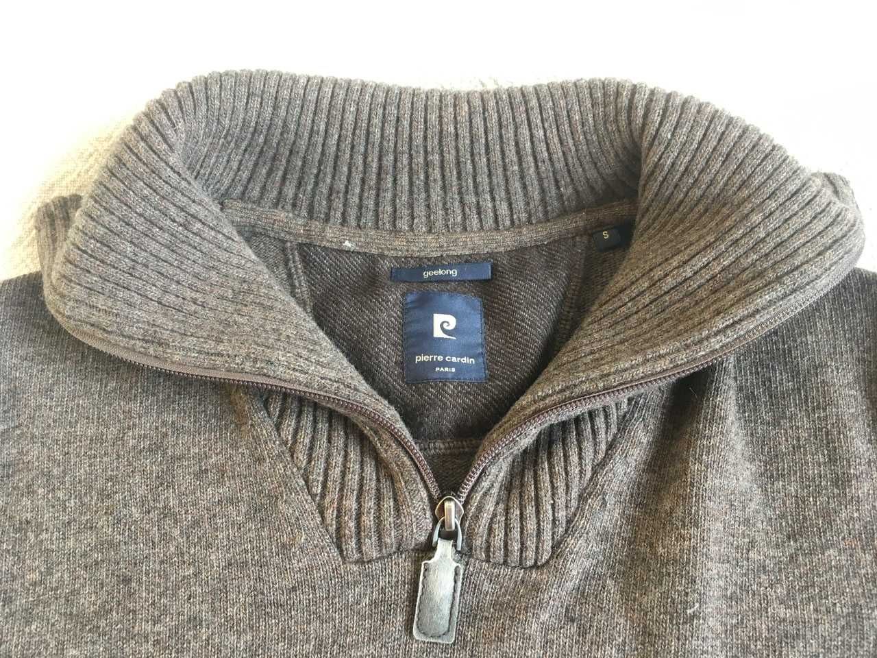 Sweter męski Pierre Cardin S merino merynos oryginalny z kołnierzem