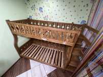 Детская кровать двухярусная дуб,стенкавразмер- 3200-600-2050(705+1300)