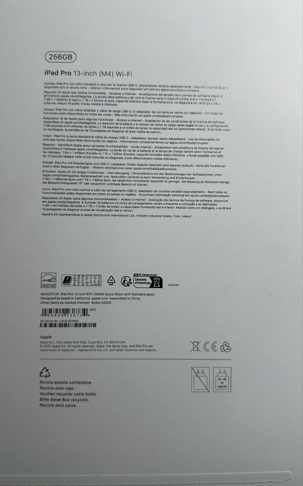 Ipad pro 13 inch (M4) wi-fi 256GB