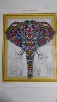 Картина «Слон», холст, алмазная мозаика, 40х50 см