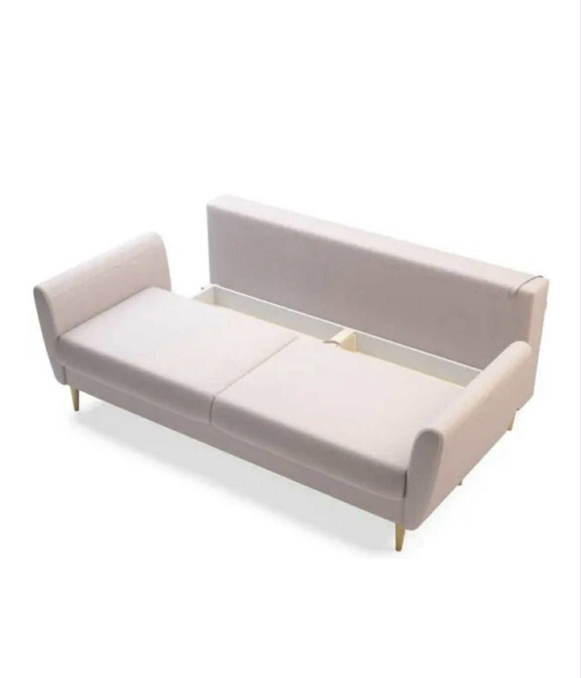Sofa 3os. + Fotel, rozkładana+pojemnik, pudrowy róż