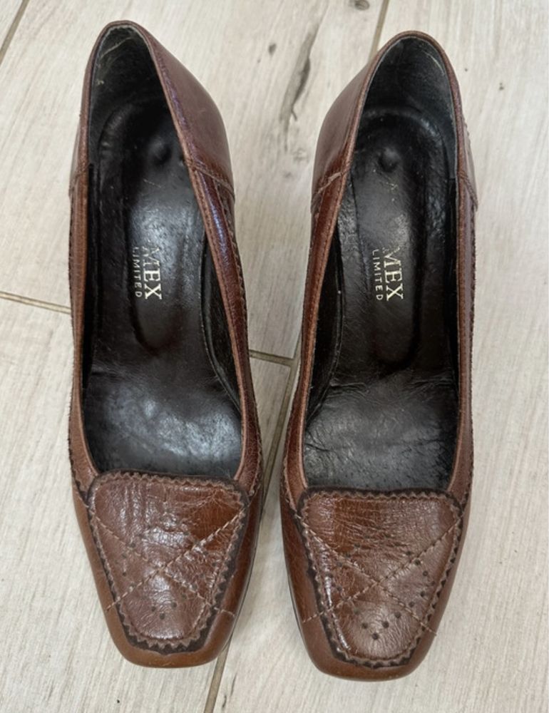 Skórzane brązowe buty rozm.36