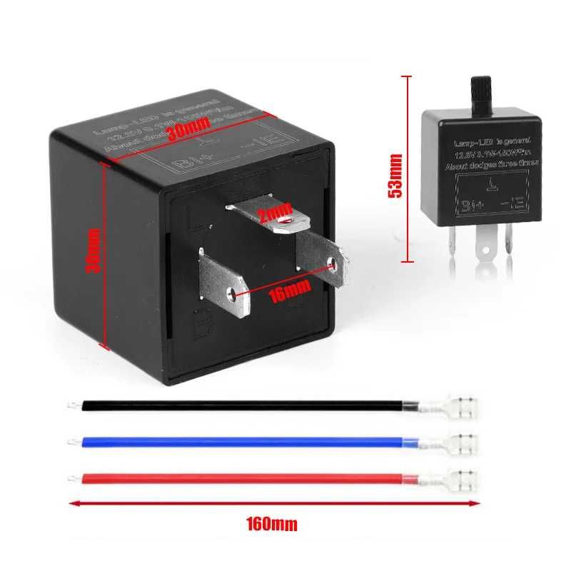 Relé piscas LED 12 V moto 3 pinos ajustável