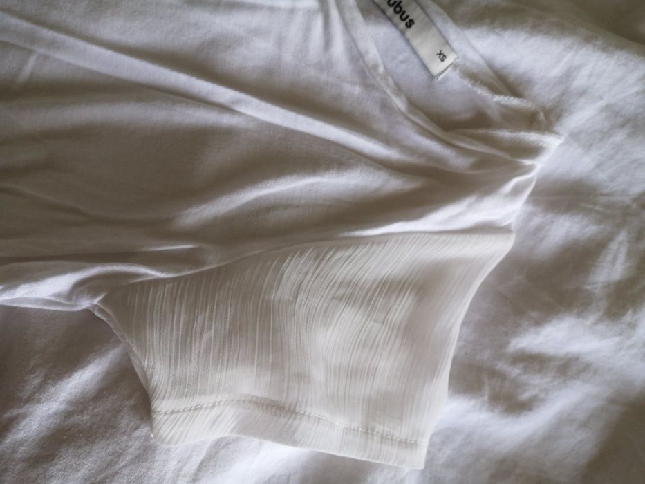 CUBUS biała letnia koszulka bluzka wiskoza XS S