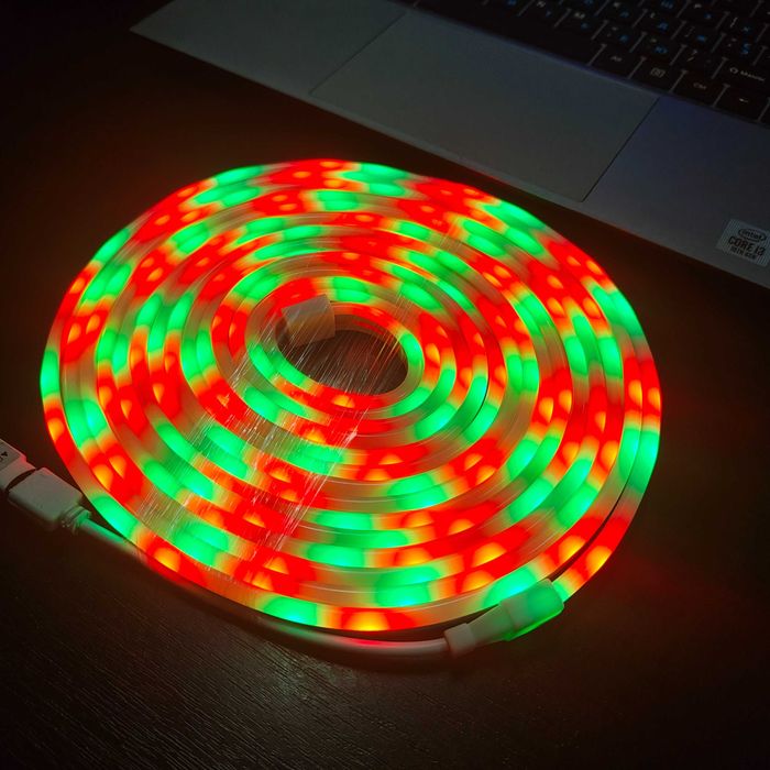 Світлодіодна Неонова Стрічка-Шланг RGB 5 м, 12V/220V Гнучкий LED NEON