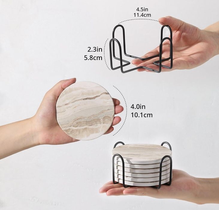 LIFVER Podstawki - zestaw 6 podstawek - marmurowe podstawki ceramiczne