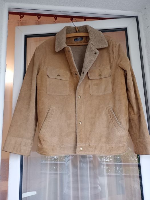 Kurtka męska jesienna skóra naturalna zamszowa z kożuszkem L/XL