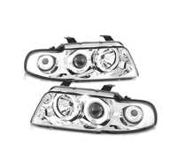 FARÓIS FRNTAL ANGEL EYES PARA AUDI A4 B5 94-99 FUNDO CROMADO