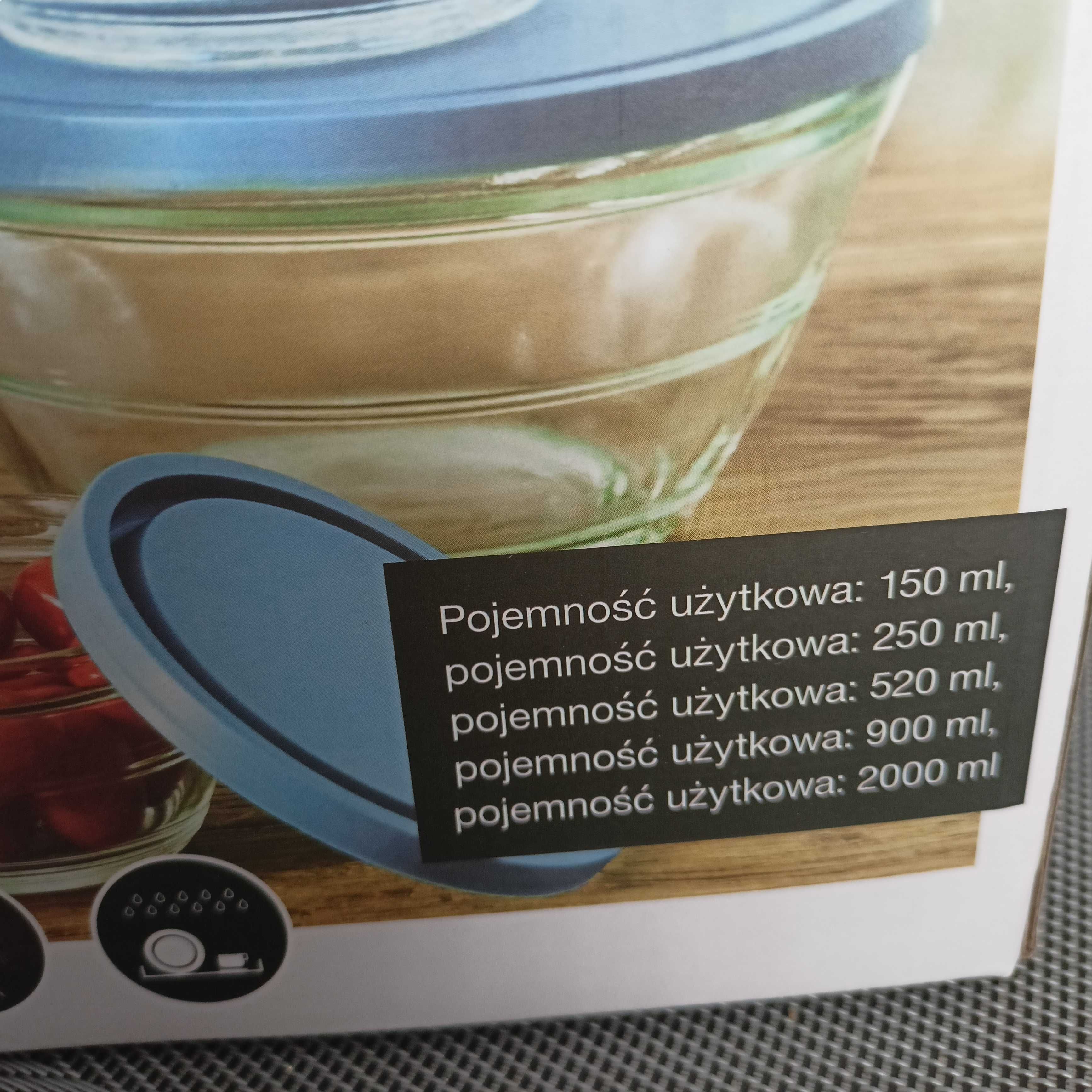 Zestaw 5 misek szklanych z przykryciem