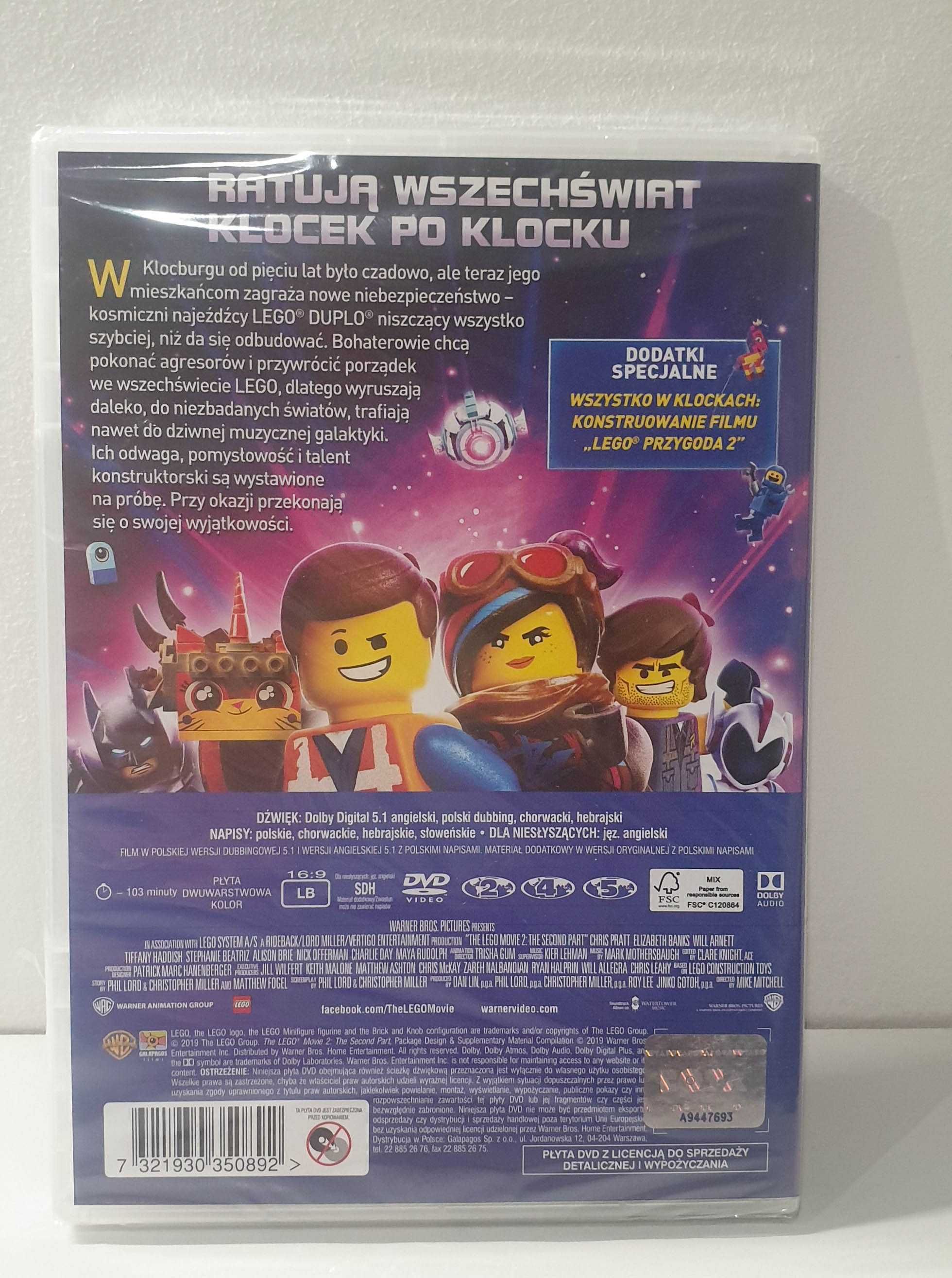 DVD - LEGO PRZYGODA 2 - nowa folia, polski dubbing