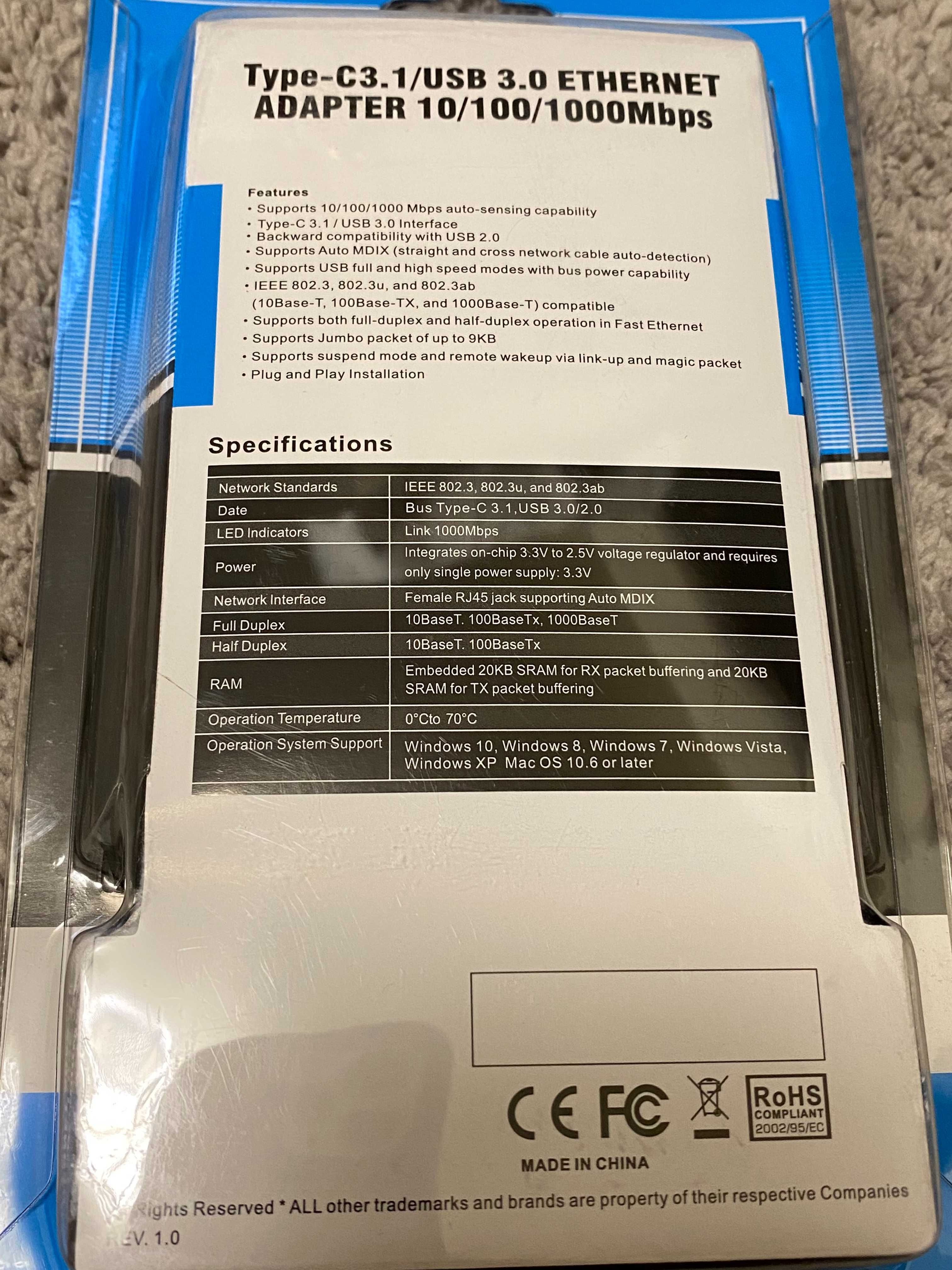 Гігабітний USB LAN RJ45 адаптер  перехідник USB 3.0 - Ethernet