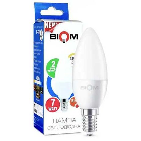 Светодиодная лампа Biom BT-570 C37 (4w 7W 9w ) E14 матовая