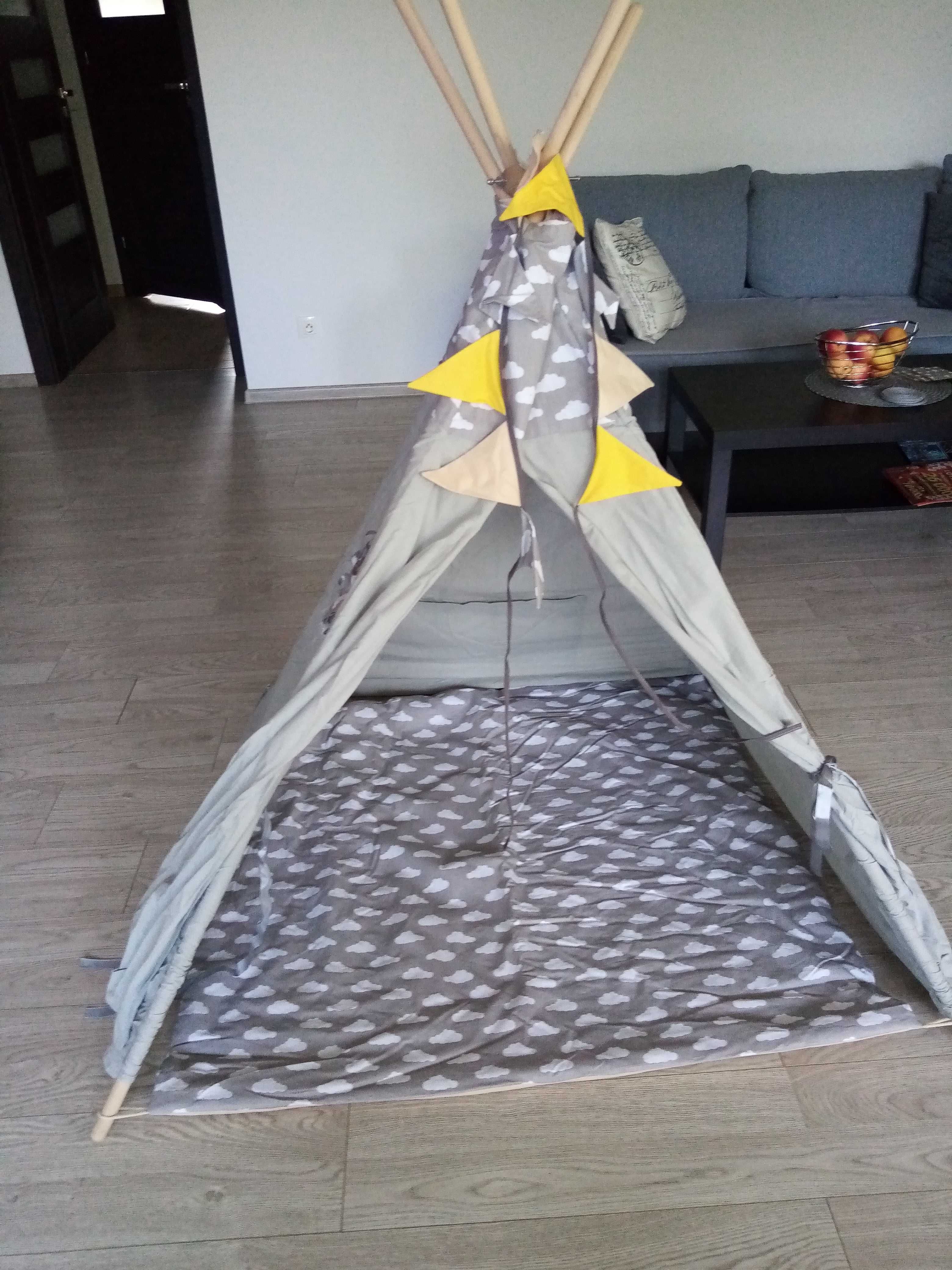 indiański namiot tipi dla dzieci + drewniany stabilizator