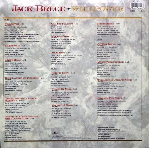 Jack Bruce WILLPOWER - A 20 Year Retrospective 2LP