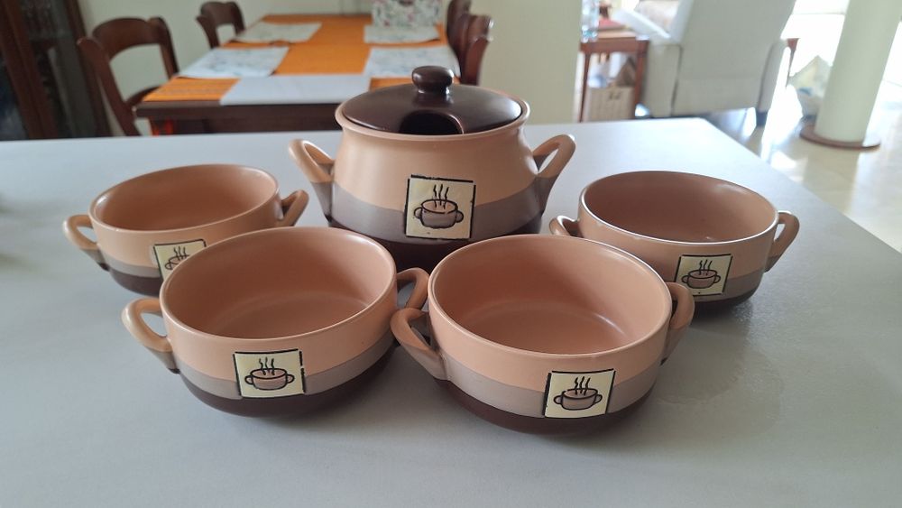 Kamionkowy komplet do serwowania zup. Waza i miski (5 szt.)