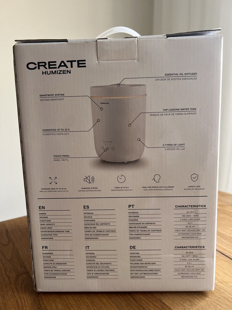 Humidificador Create HUMIZEN Ultra-sónico e Difusor de Aroma