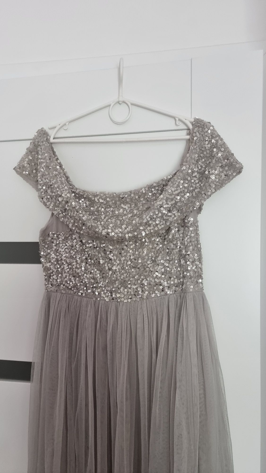 Maya r. 42 deluxe sukienka srebrna hiszpanka asos