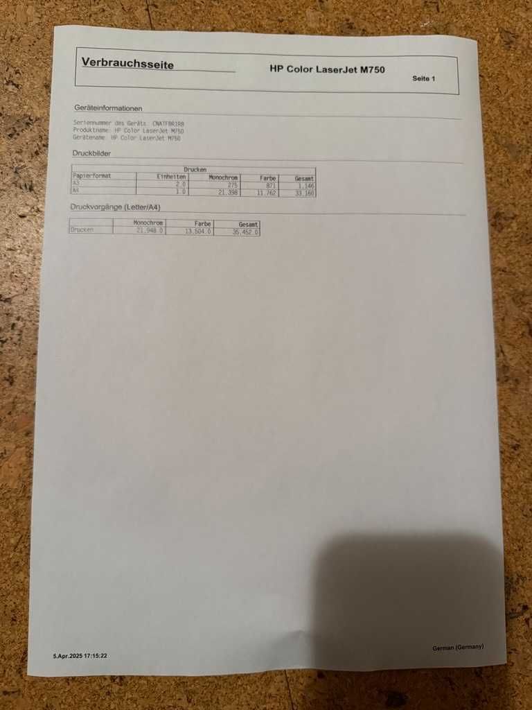 Кольоровий лазерний принтер HP Color LaserJet Enterprise M750n (D3L08A