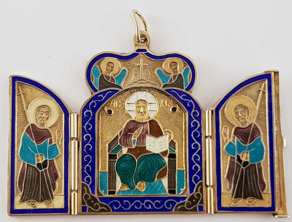 Medalion w formie ikony podróżnej prawosławnej datowanej 1895 r.