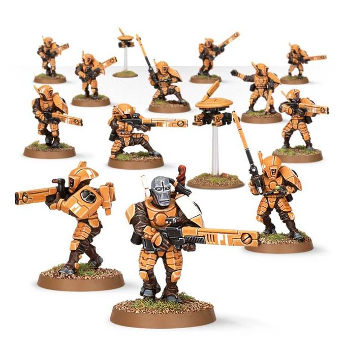Wh40k Tau - Fire Warriors + Crisis Battlesuit WYPRASKI