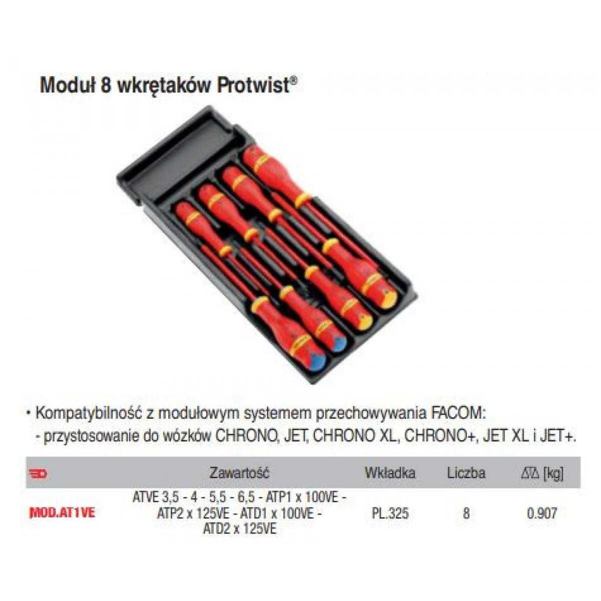 MOD.AT1VE Moduł 8 wkrętaków izolowanych PROTWIST® FACOM