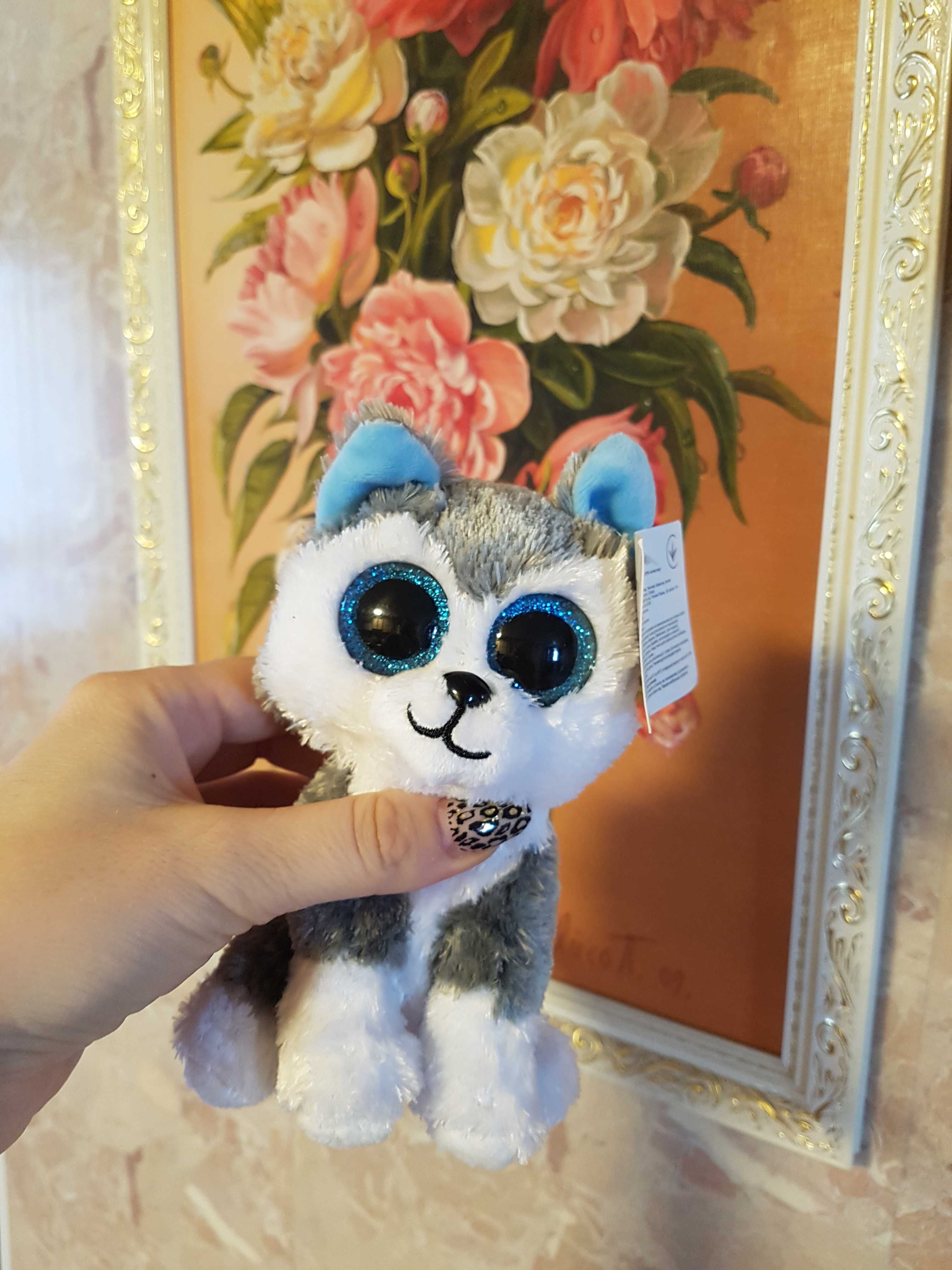 TY Beanie Boos глазастик собака хаски, волк 15 см