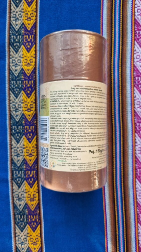 Henna Sattva Ayurveda light brown jasny brąz
