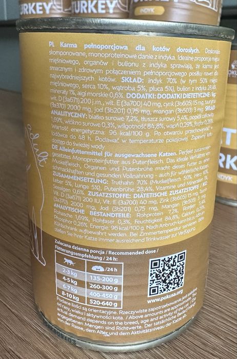 Pokusa Monoprotein Indyk - 6 x 400g - mokra karma dla kotów premium