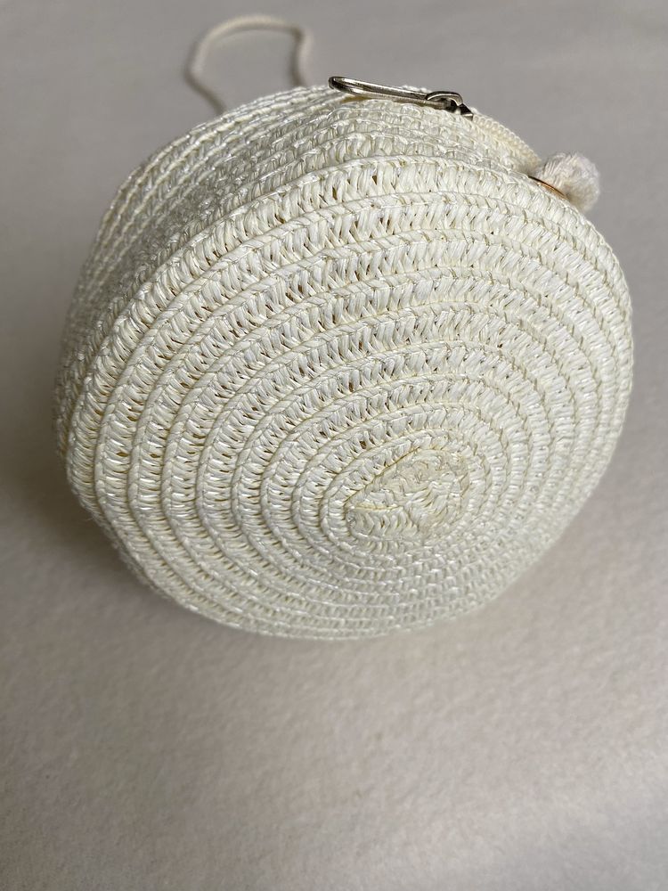 Torebka Mini - Boho Letnia plażowa na ramię - słomiana, White/Ecru