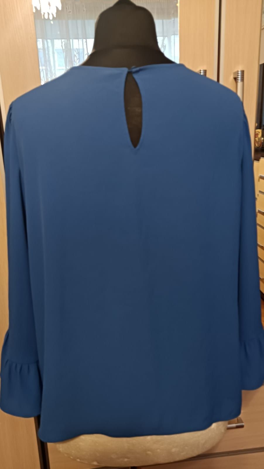 Bluzka damska niebieska rękawy falbana Zara XL