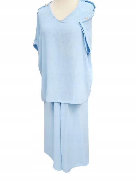 Komplet Spodnie + Bluzka Oversize Błękit Rozmiar 48 (Biust 140)