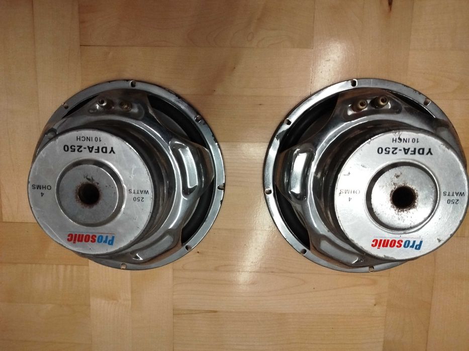 Dwa głośniki Prosonic 25 cm 10cali aluminiowe 4 ohm