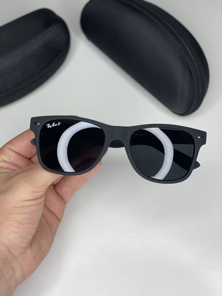 Мужские солнцезащитные очки Ray Ban POLARIZED черные Wayfarer рей бен