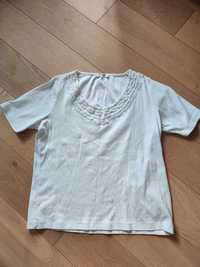 Cudna bawełniana bluzka z krótkim rękawem z koronką rozmiar 40