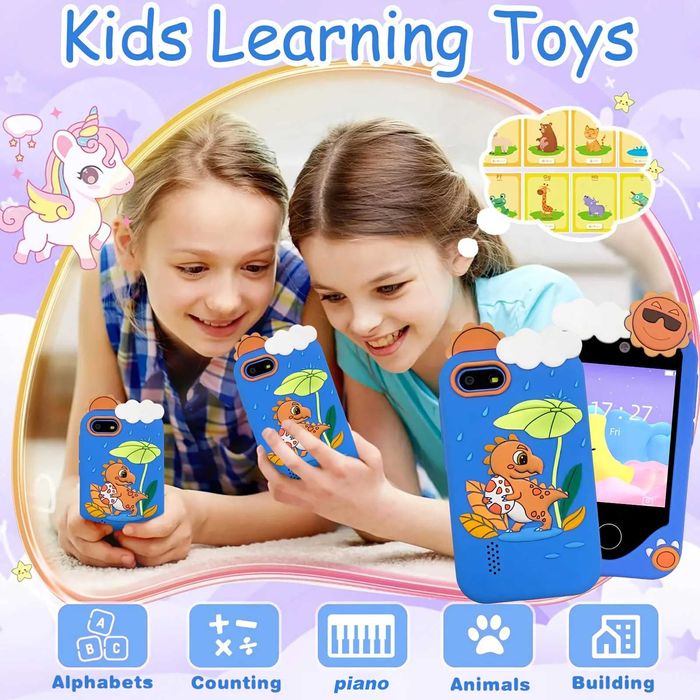 Дитячий телефон (смартфон) | Фіолетовий дракон + Карта памʼяті 32 Gb