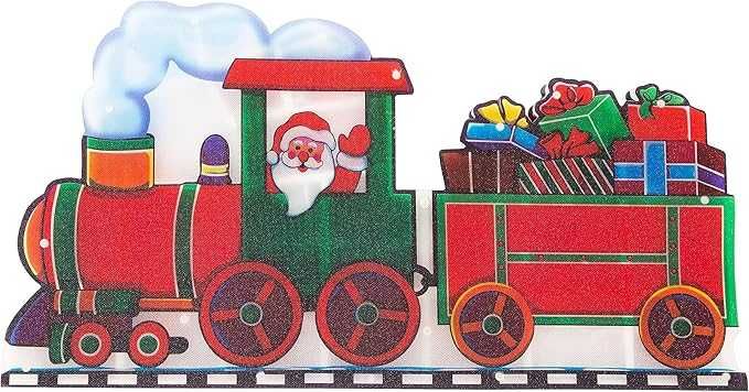 Zawieszka świąteczna na okno Witraż Lampka LED Mikołaj