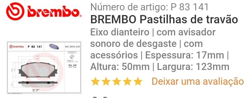 Calços travões Brembo