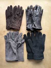 Rękawiczki męskie damskie zestaw rękawice skórzane zimowe jesienne