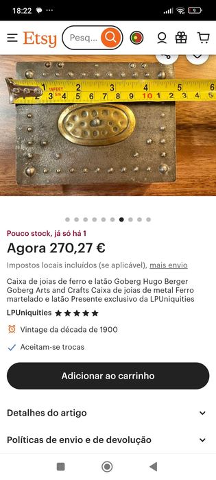 Caixa Gótica Arts and Crafts Hugo Berger Gobert 12 cm