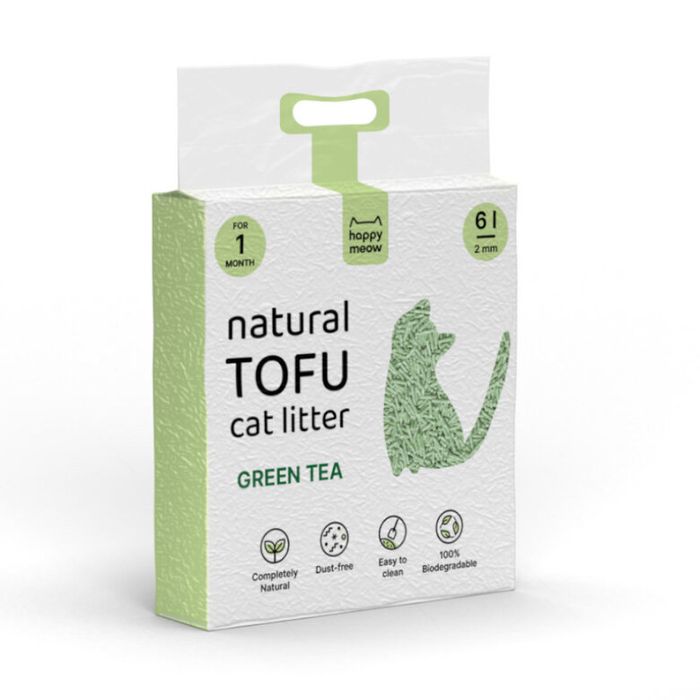 5 embalagens Areia aglomerante Happy Meow chá verde 6 litros