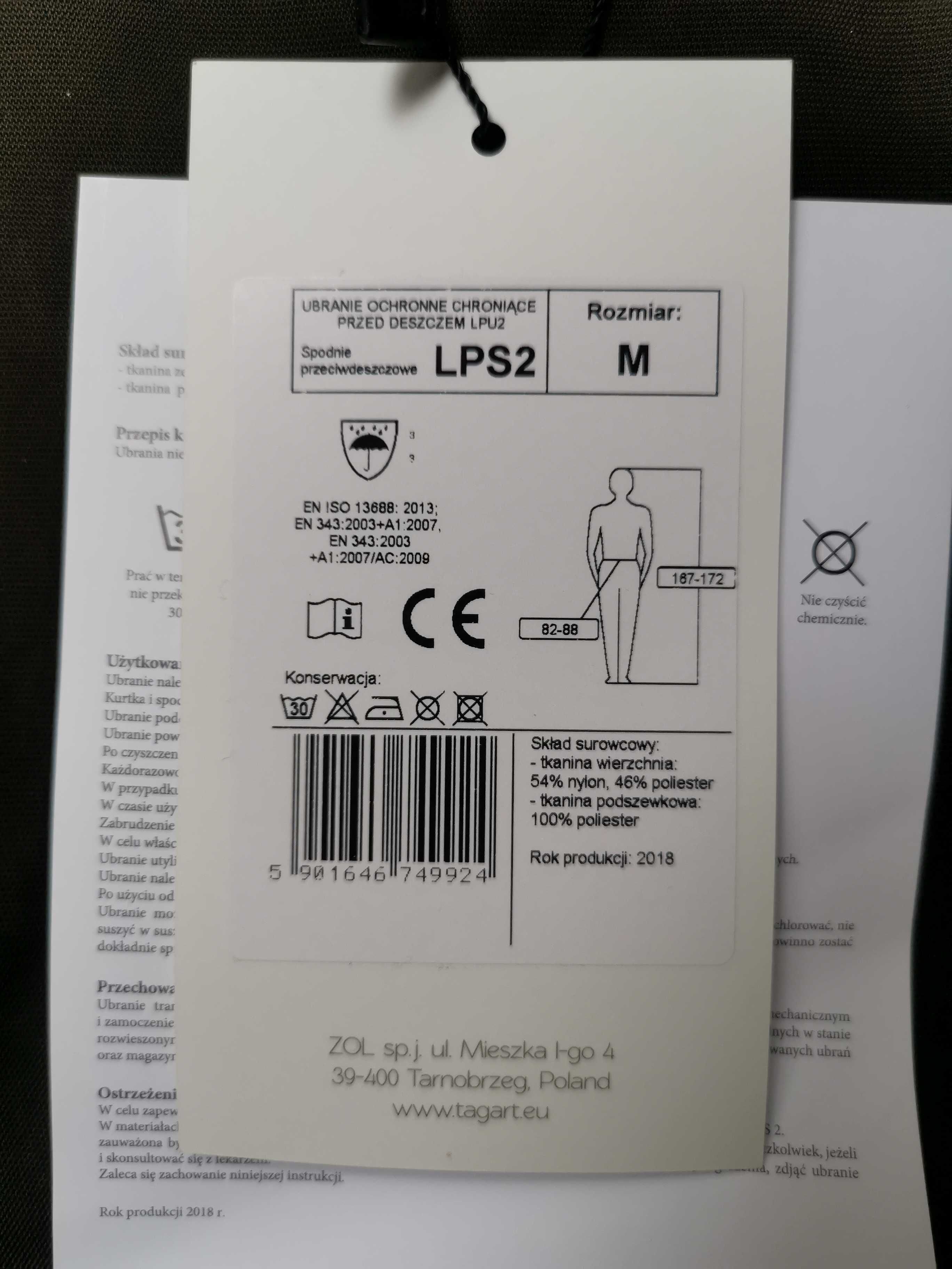 Komplet przeciwdeszczowy z membraną TAGART LPU 2 (kurtka i spodnie) M