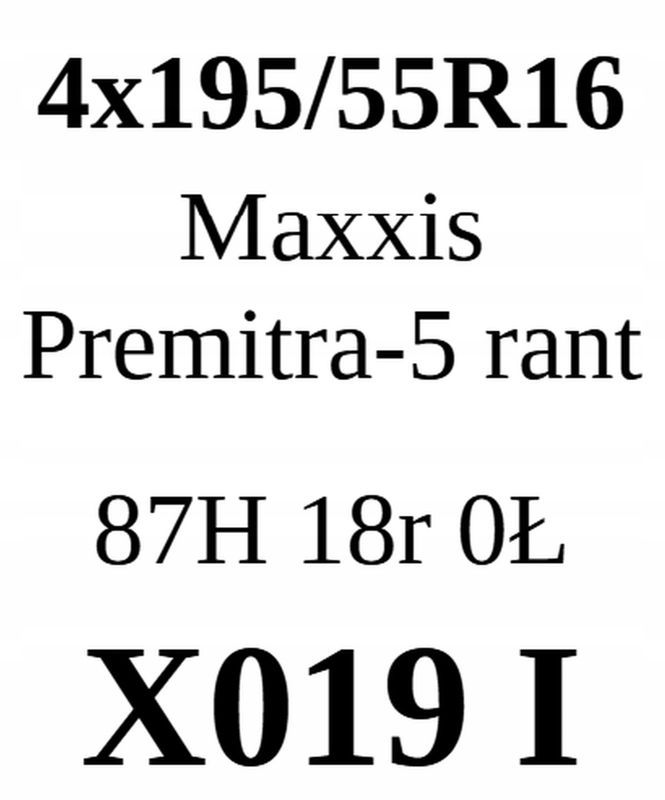 4x 195/55r16 Maxxis Premitra 5/87h Jak Nowe