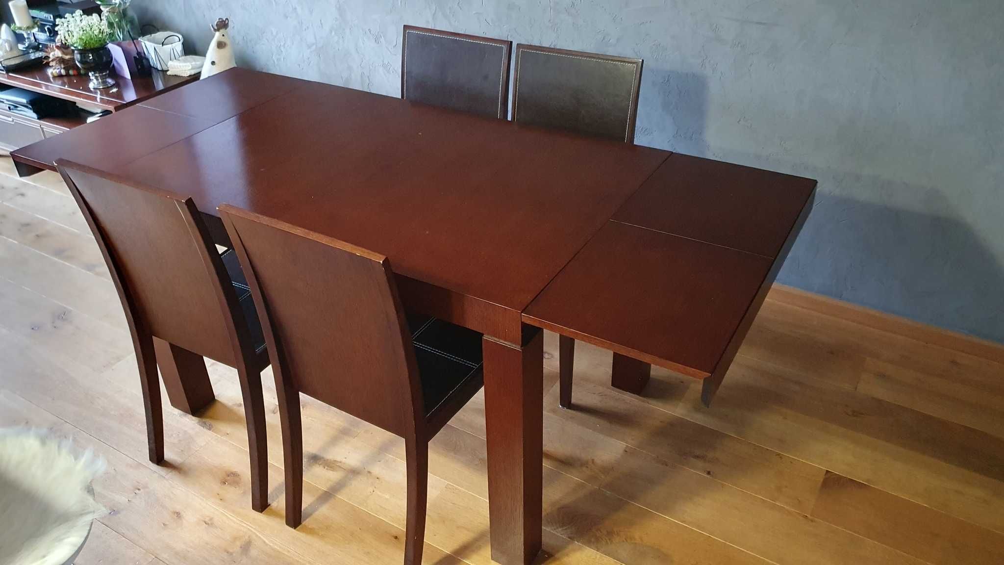 drewniany solidny stół z 4 krzesłami [komplet]