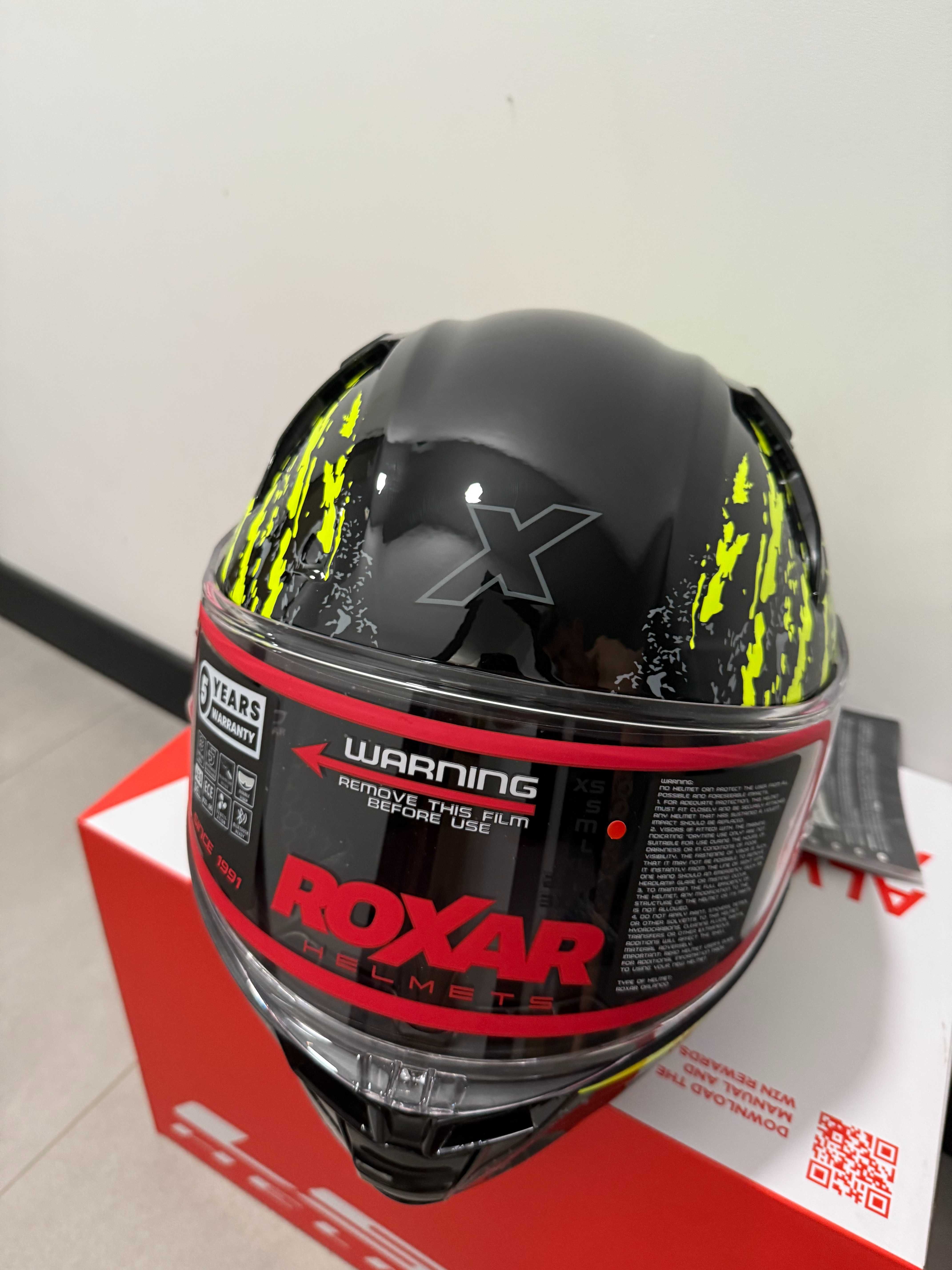 Kask motocyklowy integralny ROXAR BAYAMO TOXIC czarny żółty fluo M