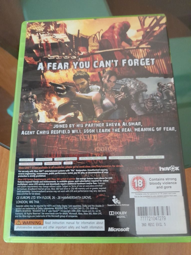Resident evil 5 .Stan idealny.X box 360
