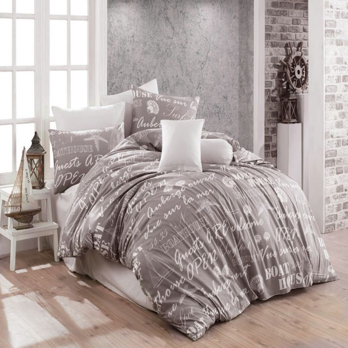 Pościel bawełniana Boat Hnede 220x200 cm