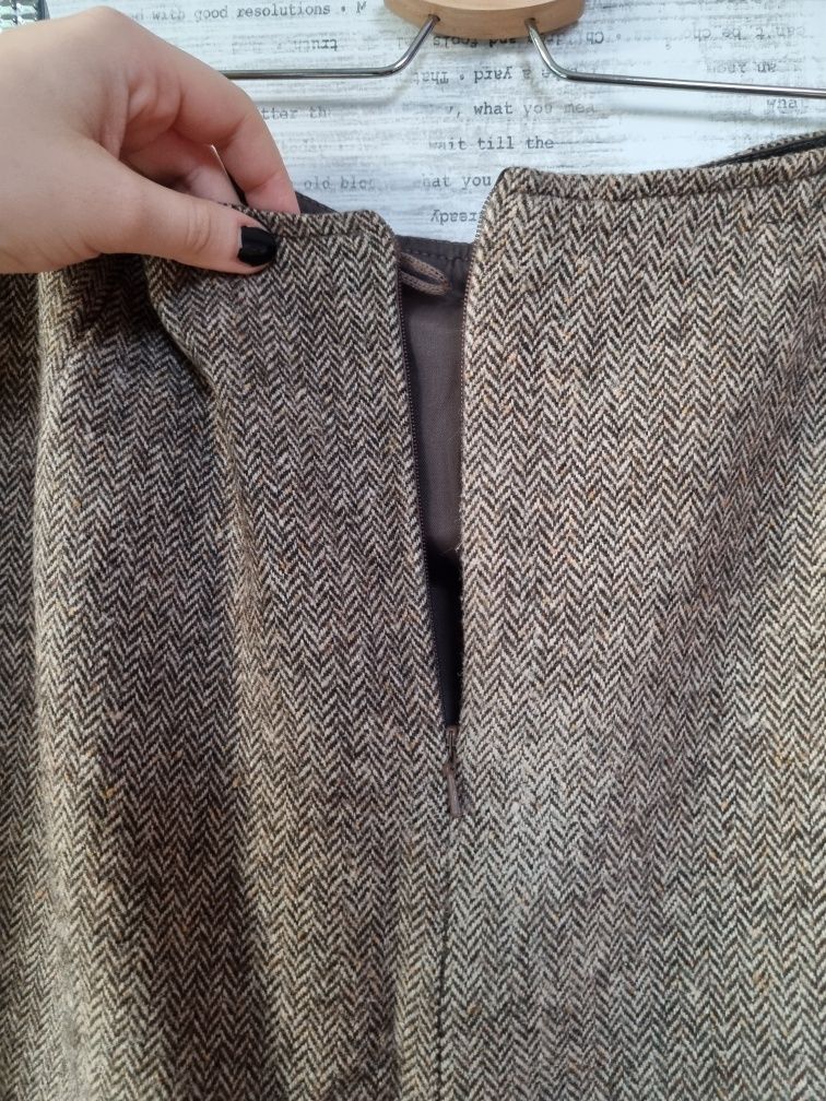 Wełniana spódnica biurowa garniturowy vintage Marks & Spencer L